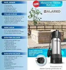 Alarko Mc750e - 1 Hp - 220 V Plastik Gövdeli Atık Su Dalgıç Pompa